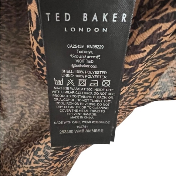 Ted Baker Sheer Blouse Ammbre Button Down Brown Black 2 US 10 Excellent - Picture 5 of 7